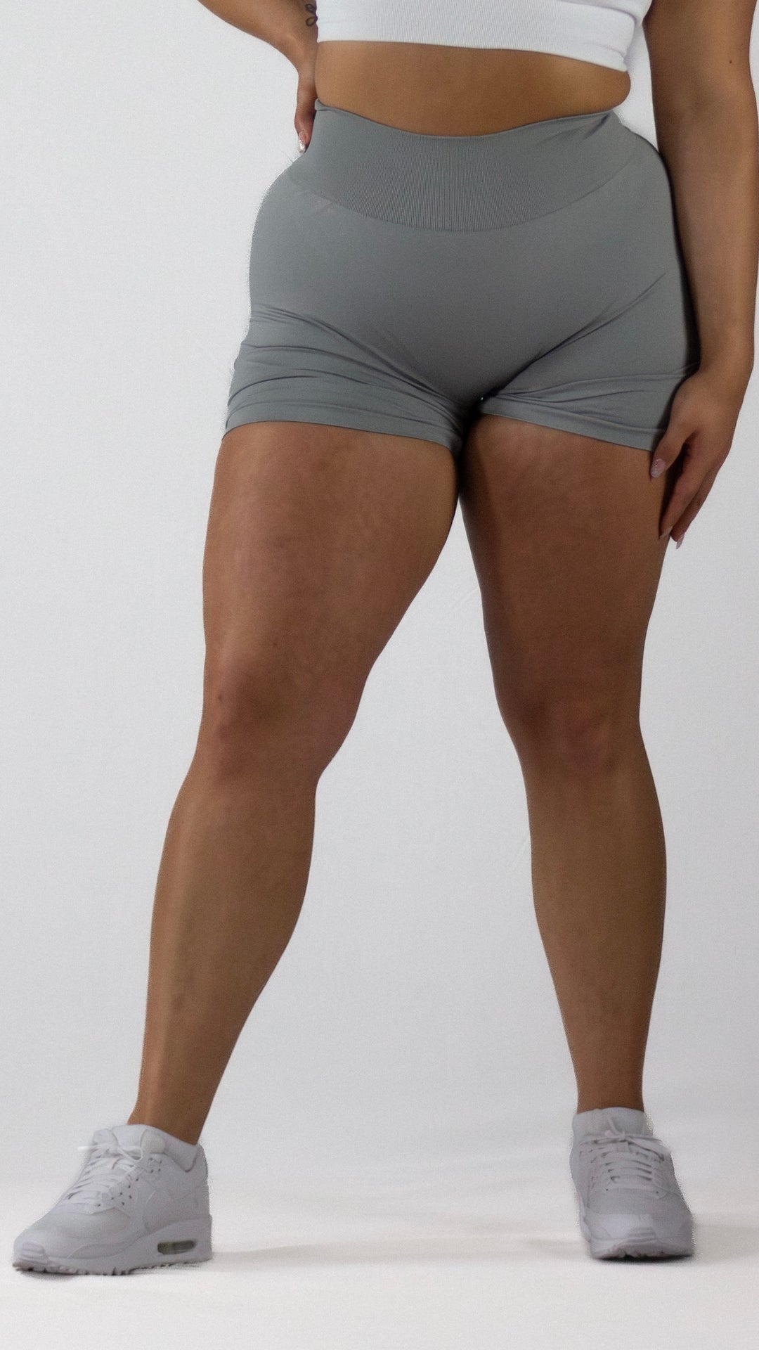 Light Grey Solid Seamless Shorts
